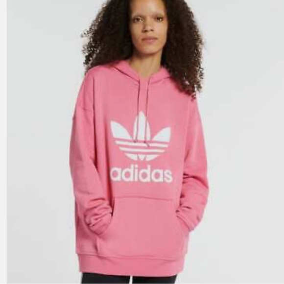adidas Tops - adidas Originals Women's Adicolor Trefoil Hoodie in Pink Size Medium